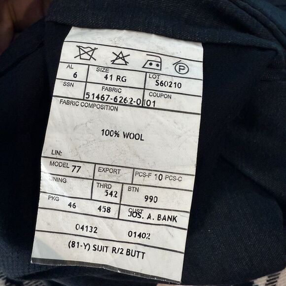 Jos A Bank Black 100% Wool Dress Pants Pleated Front Cuffed Hems Mens 41x29 Reg - Picture 12 of 16